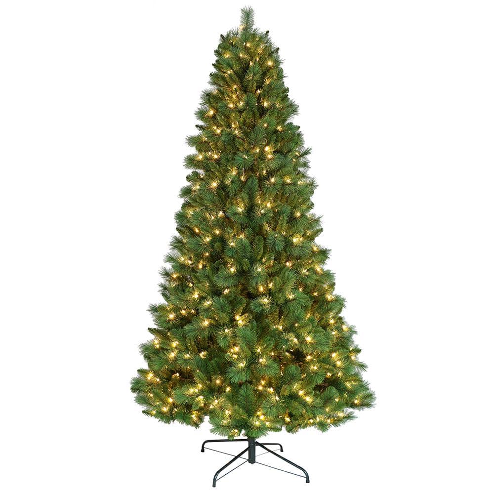 Puleo International 7.5 ft. Pre-Lit Pinehurst Artificial Christmas Tree ...