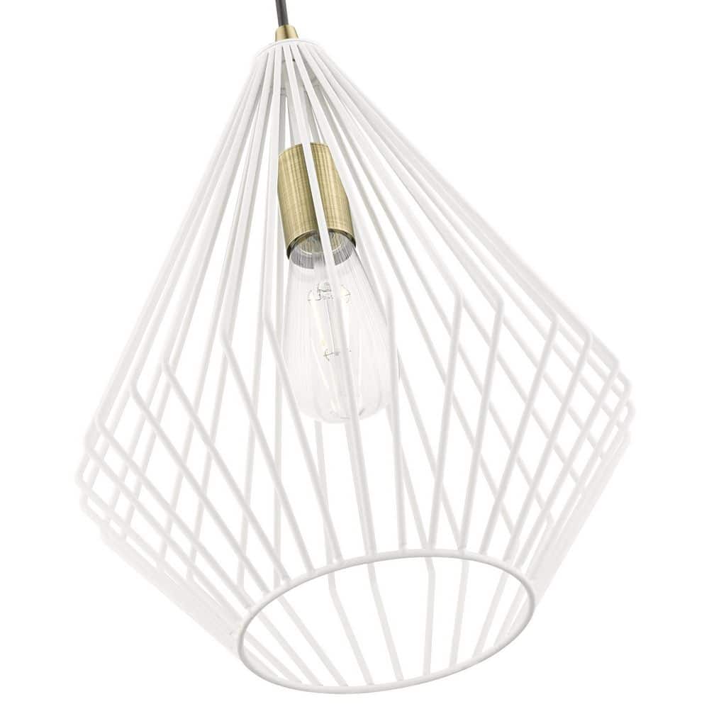 Linz Textured White and Antique Brass 1-Light Island Pendant