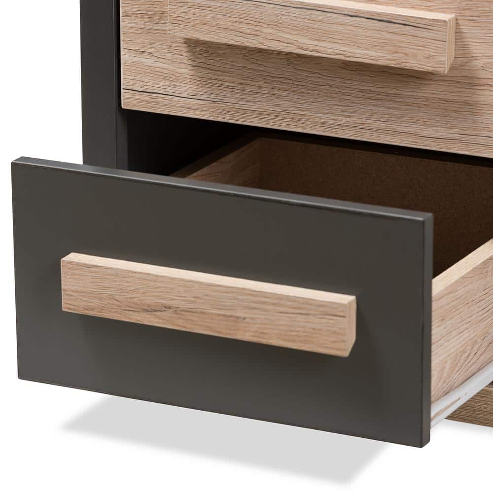 Pandora Two-Tone Gray and Oak 2 Drawer Nightstand