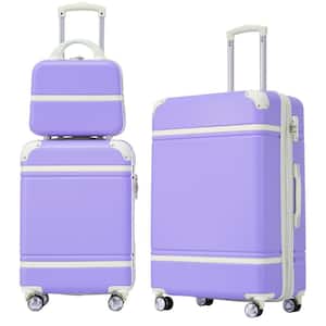3-Piece Purple Spinner Wheels, Rolling, Lockable Handle and Light-Weight Luggage Set with Cosmetic Bag