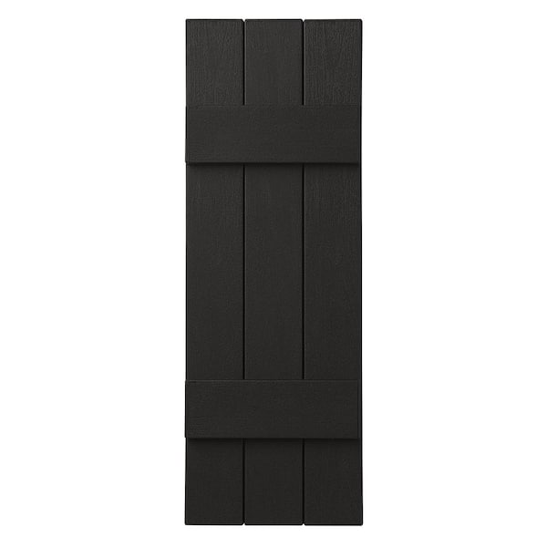 Ply Gem 11 in. x 39 in. Polypropylene Plastic 3-Board Closed Board and Batten Shutters Pair in Peppercorn