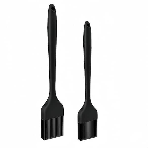 Silicone Basting and Pastry Brushe with 600°F Heat Resistant for BBQ, Grill, Baking and Kitchen Cooking, Black (2-Pack)