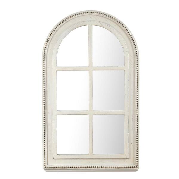 Luxenhome 35 83 In X 22 05 White Wood Arched Window Framed Wall Mirror Wha1332 Luxenhome 35 83 In X 22 05 White, Wood Arch Window Mirror