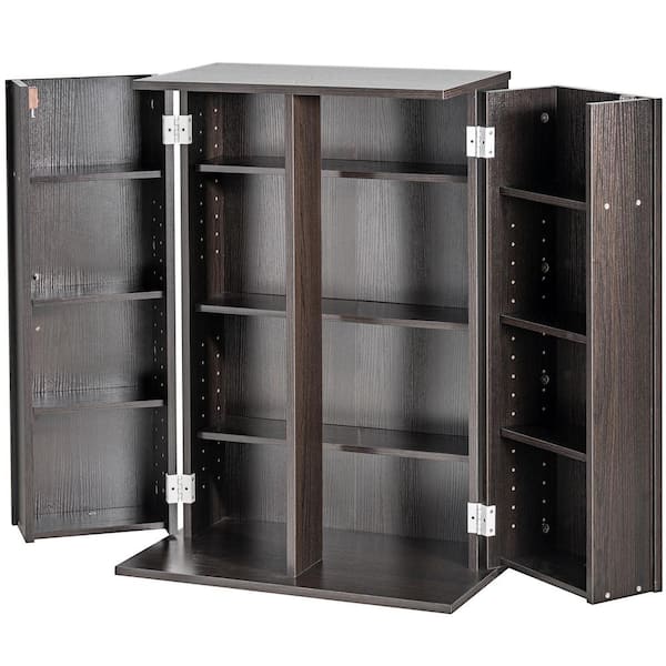 SKYSHALO Media Storage Cabinet, DVD Cabinet with Doors and Shelves, CD Storage Holds up to 576 CDs, Adjustable DVD Shelf Fixed