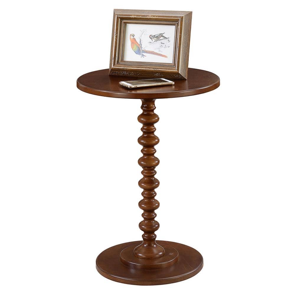 Espresso Round Wood Spindle Base Side Table