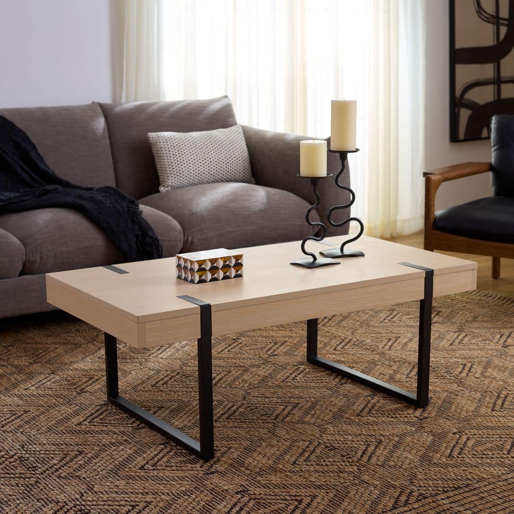 Klausner 23 in. Sand/Black Rectangle Wood Coffee Table price history on PriceWatchPro