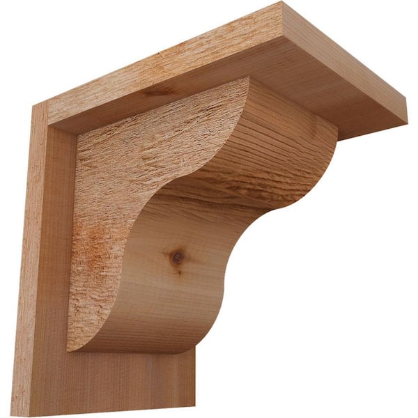 Ekena Millwork 6 in. x 8 in. x 8 in. Western Red Cedar Carmel Rough Sawn Corbel with Backplate