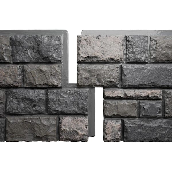 EverStone Regal Faux Stone Panel, 47 3/4"W x 24 3/4"H x 1 3/4"D, Charcoal Color