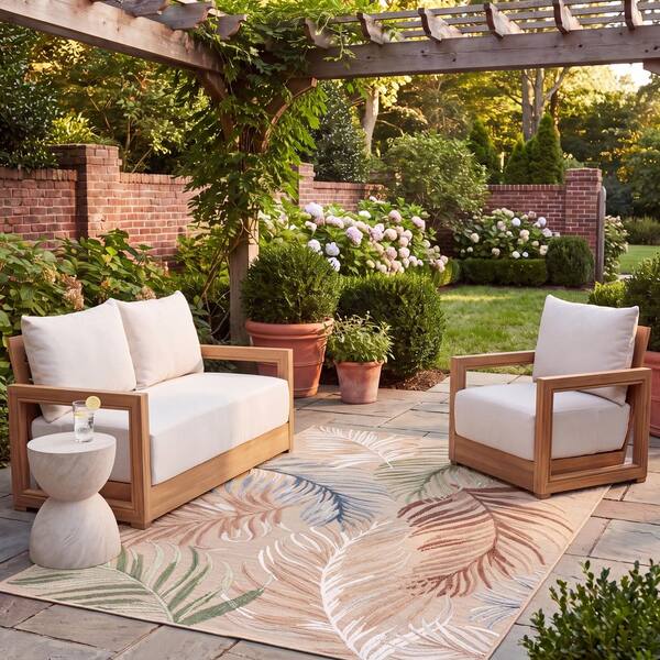 Cabana 5 x 8 Beige/Multi Leaf Area Rug