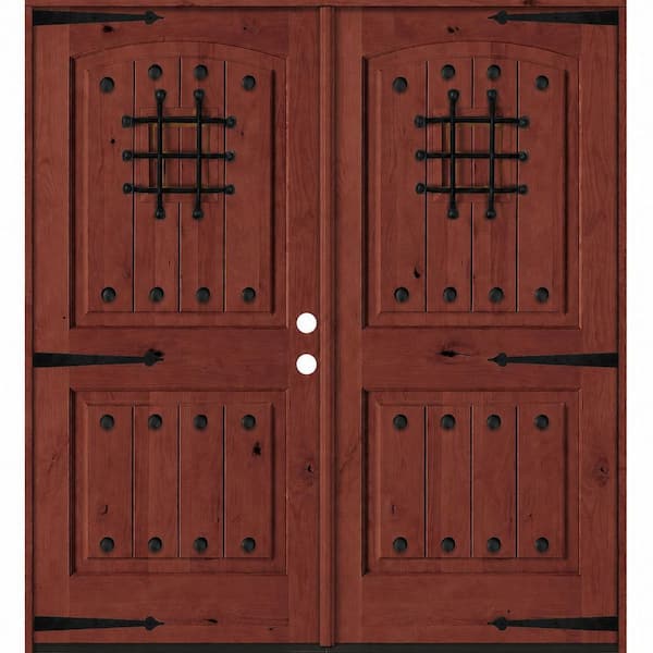 Krosswood Doors 64 in. x 80 in. Mediterranean Knotty Alder Arch Top ...