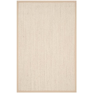 Natural Fiber Marble/Linen Doormat 3 ft. x 4 ft. Border Area Rug