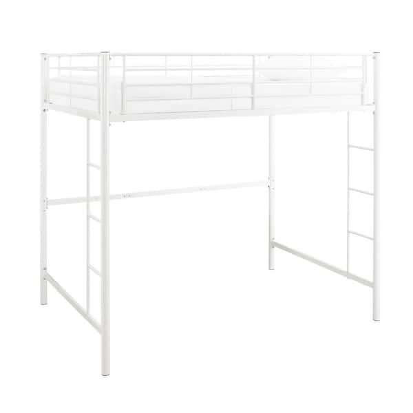 Contemporary White Steel Frame Full Loft Panel Bed
