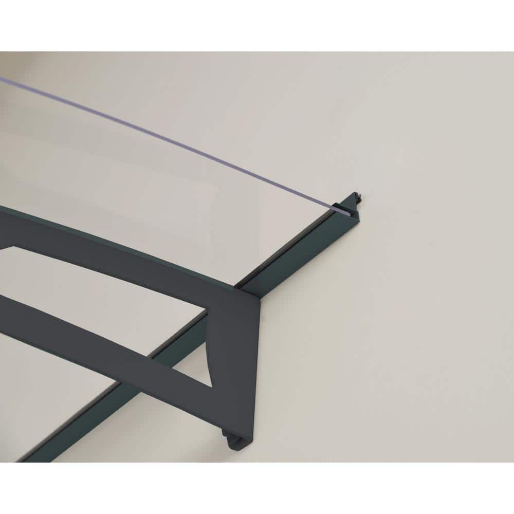 Modern Black and Clear Polycarbonate Door Awning with Metal Frame