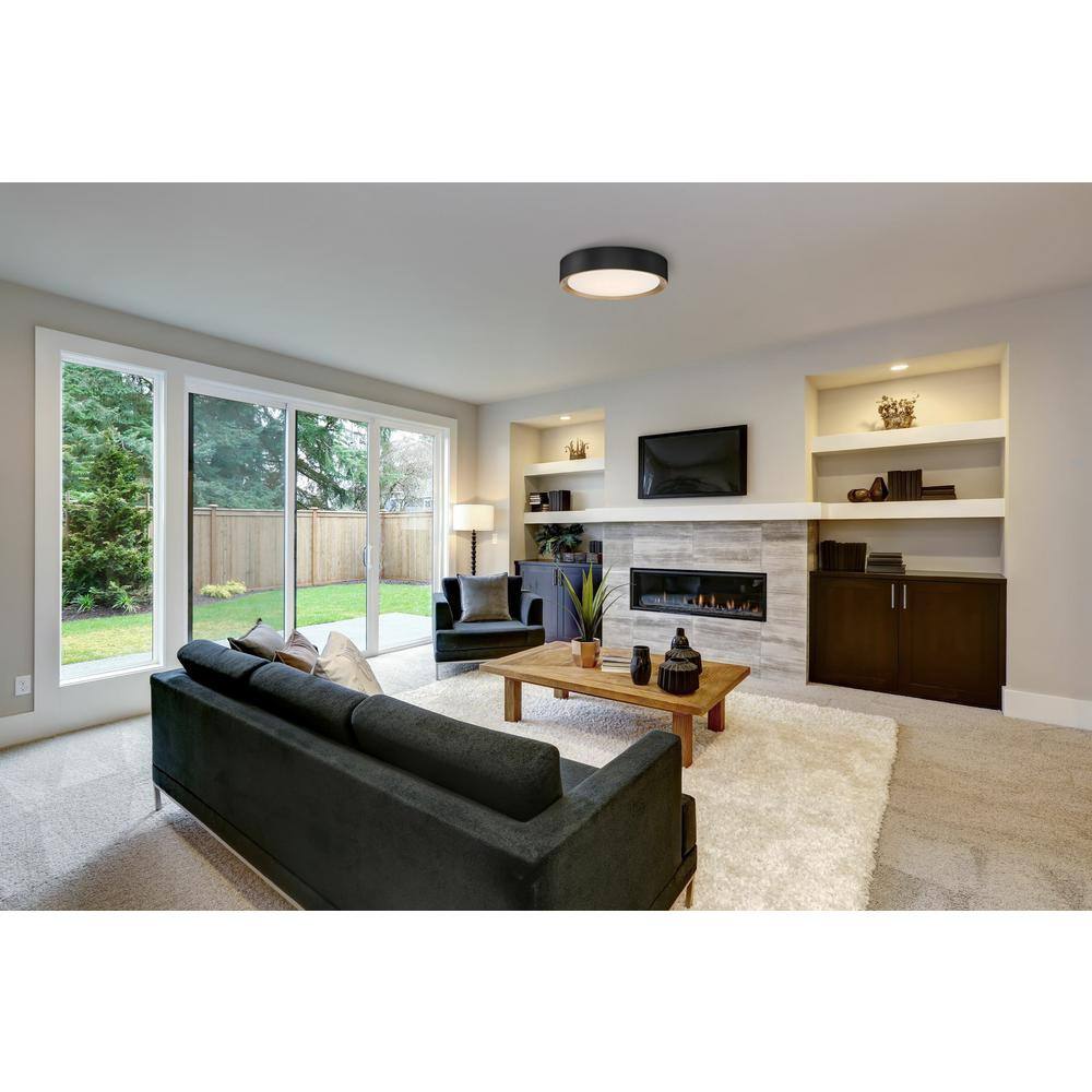 Malaga 24W LED Flush Mount Ceiling Light in Matte Black with Acrylic Lens