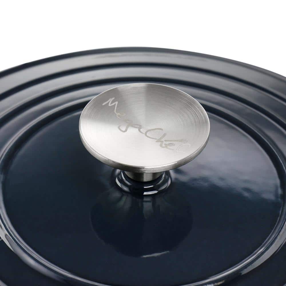 2 qt. Dark Blue Enameled Cast Iron Braiser Pan with Lid
