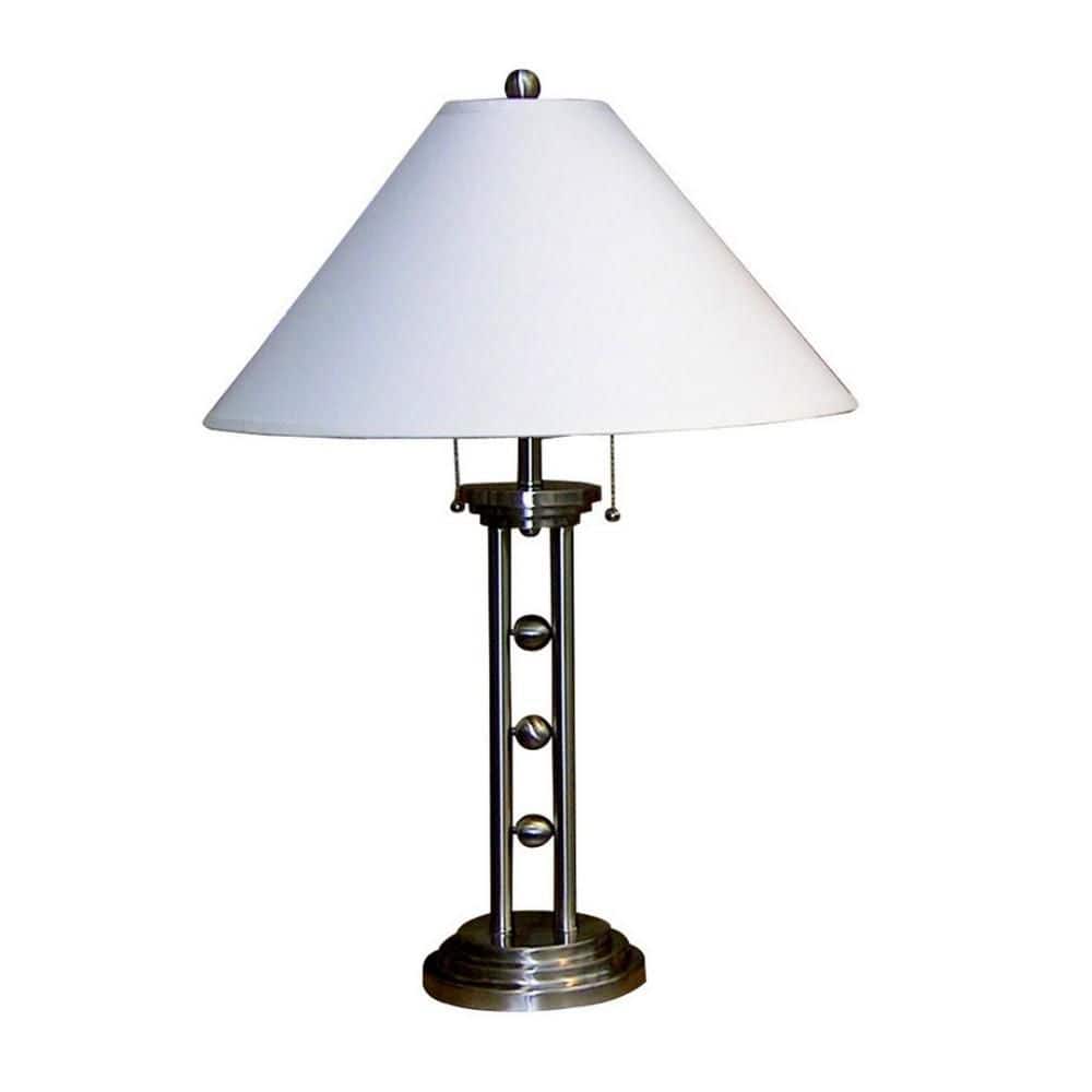 27 in. Silver Metal Table Lamp with White Linen Shade, Sophisticated Modern Lighting for Office Desk and Living Room price history on PriceWatchPro
