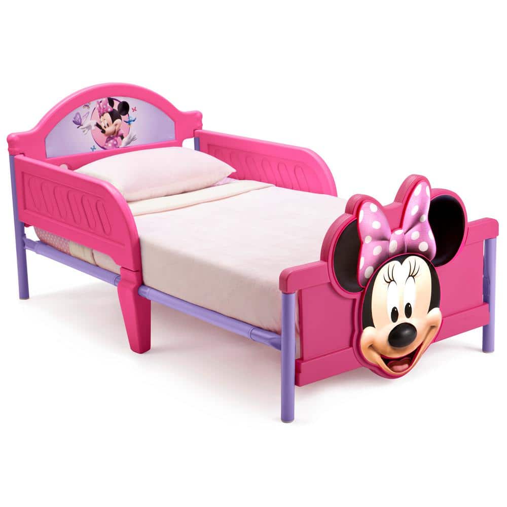 Delta Children Minnie Mouse Plastic 3D Kids Toddler Bed, Image Wrap -  BB87188MN-1058