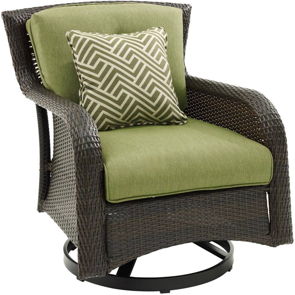 Strathmere 4-Piece Brown Wicker Outdoor Conversation Set with Green Cushions