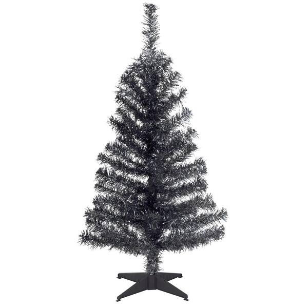 National Tree Company 3 ft. Black Tinsel Artificial Christmas Tree