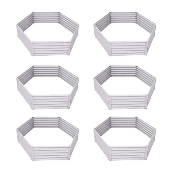 70 in. x 60 in. x 18 in. White Outdoor Metal Raised Garden Bed Layout for Vegetables (6-Pack)