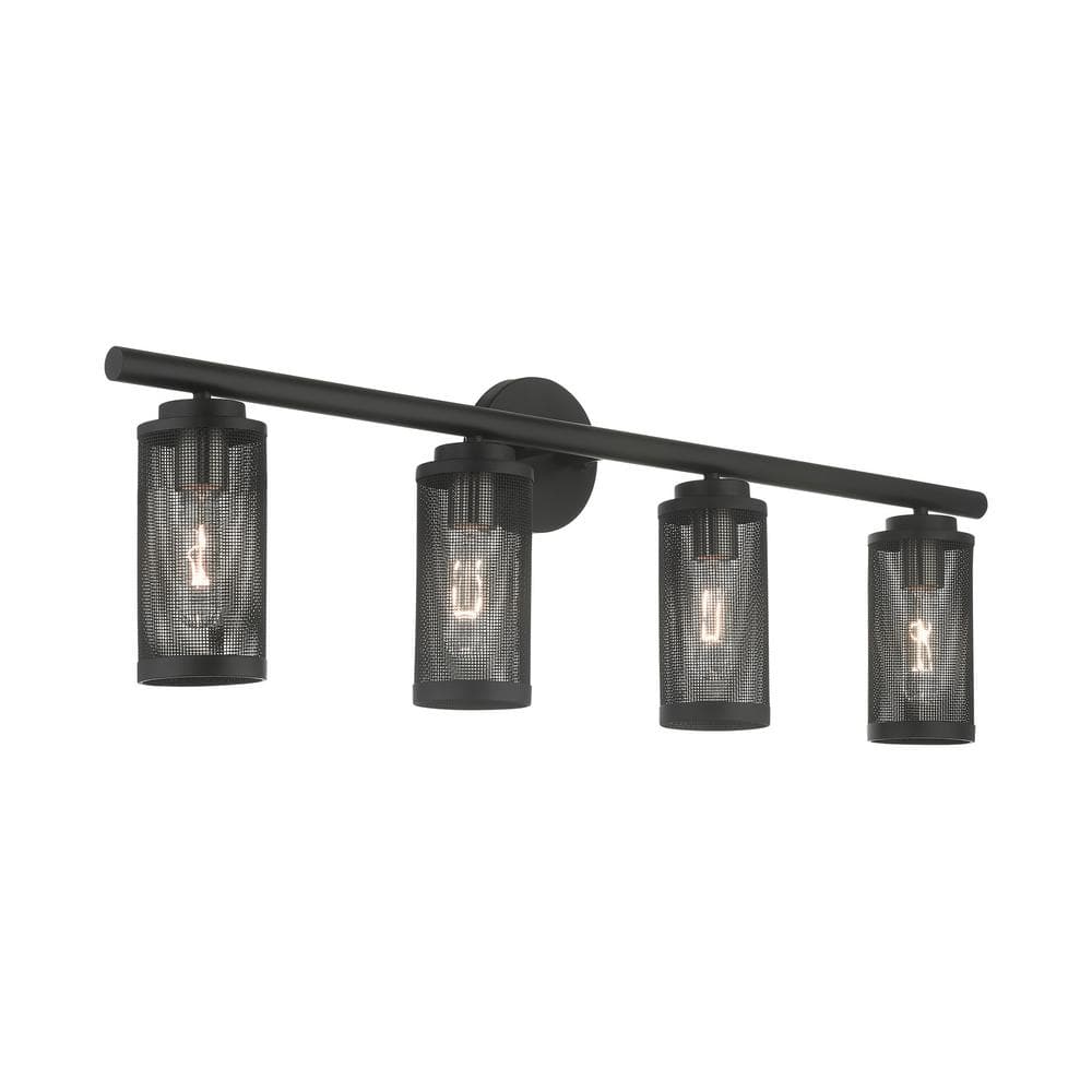 Industro Sleek 4-Light Black and Brushed Nickel Outdoor Vanity Sconce