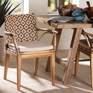 Storsel Natural Brown Teak Wood and Rattan Dining Chair