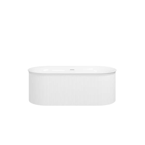 67 in. x 31.5 in. Acrylic Freestanding Soaking Bathtub with Center Drain in Glossy White