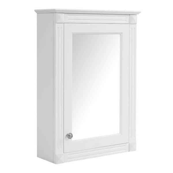 20 in. W x 27.8 in. H Rectangular MDF Wood Surface Mounted Medicine Cabinet with Mirror in White