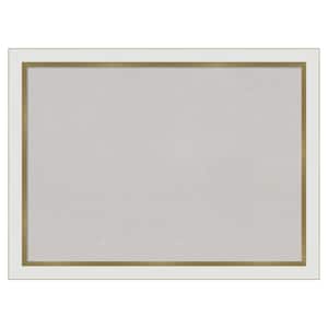 Eva White Gold Narrow Framed Grey Corkboard 31 in. x 23 in Bulletin Board Memo Board