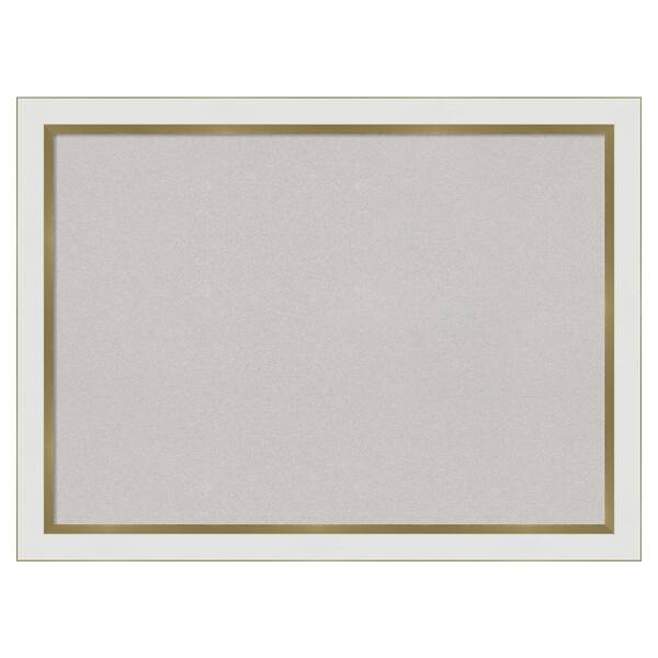 Amanti Art Eva White Gold Narrow Framed Grey Corkboard 31 in. x 23 in Bulletin Board Memo Board
