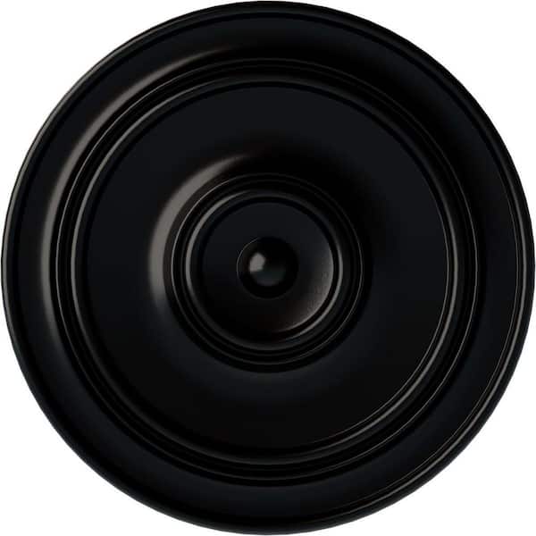Ekena Millwork 4-7/8" x 54" x 54" Polyurethane Large Classic Ceiling Medallion, Hand-Painted Jet Black