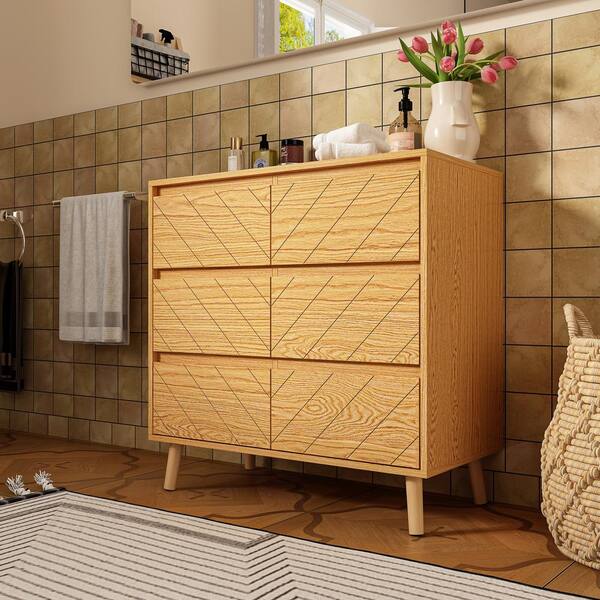 Hokku Designs Coert 6 Drawers Rattan Dresser,Wooden Dresser