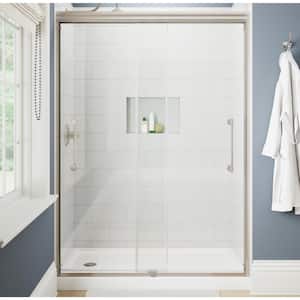 Ashmore 60 in. W x 74-3/8 in. H Semi-Frameless Sliding Shower Door in Nickel with 5/16 in. Tempered Clear Glass