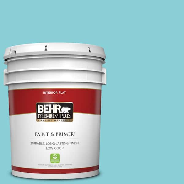 BEHR PREMIUM PLUS 5 gal. Home Decorators Collection #HDC-MD-14 Sky Watch Flat Low Odor Interior Paint & Primer