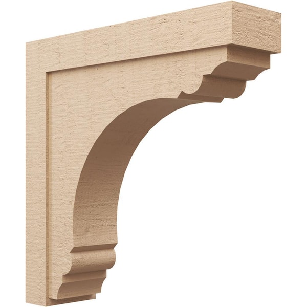 Ekena Millwork 8 in. x 32 in. x 32 in. Thin Warren Rough Cedar Woodgrain TimberThane Corbel, Primed Tan
