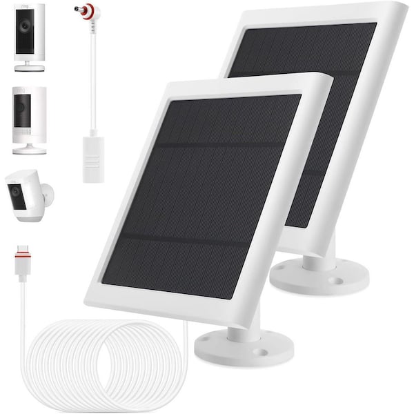 Lukyamzn 4-Watt 7.5 in. Monocrystalline Solar Panel for Ring Camera with 10 ft. Long Cable 2-Pack