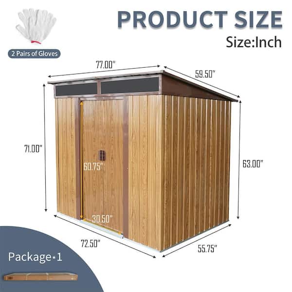 6 ft. W x 5 ft. D Iron Shed with Double Door (30 sq. ft. )