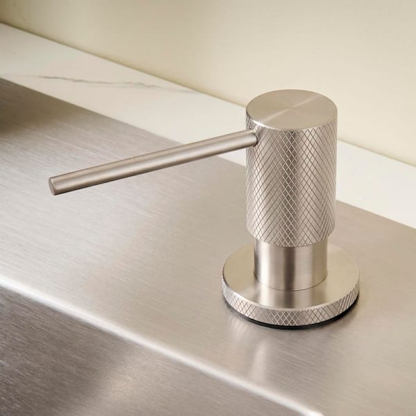 Knurling Pattern Textured Brushed Nickel Solid Metal Stainless Steel Soap Dispenser Pump
