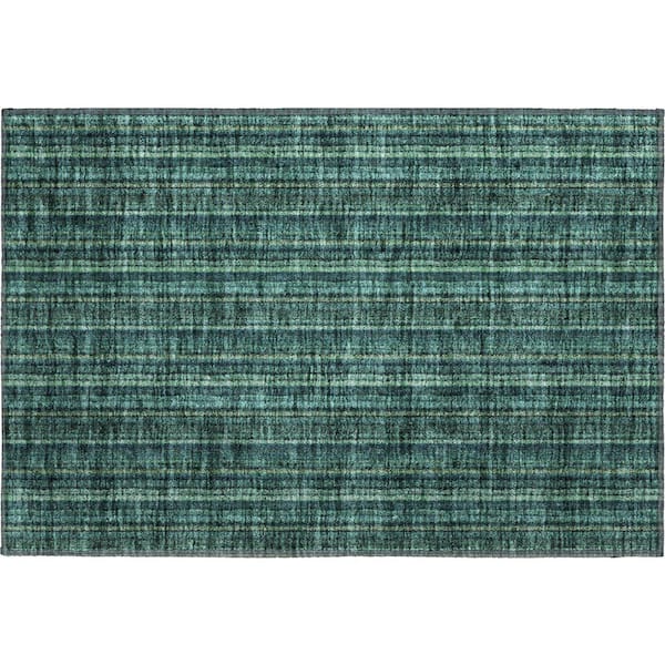 Mayfield Premium Machine Washable Abstract AMF982 Teal 1 ft. 8 in. x 2 ft. 6 in. Area Rug