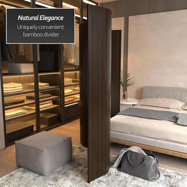 RED LANTERN 6 ft. Dark Mocha Bamboo Wave 1-Panel Room Divider BF
