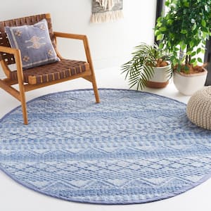 Natura Blue/Gray 6 ft. x 6 ft. Abstract Native American Round Area Rug