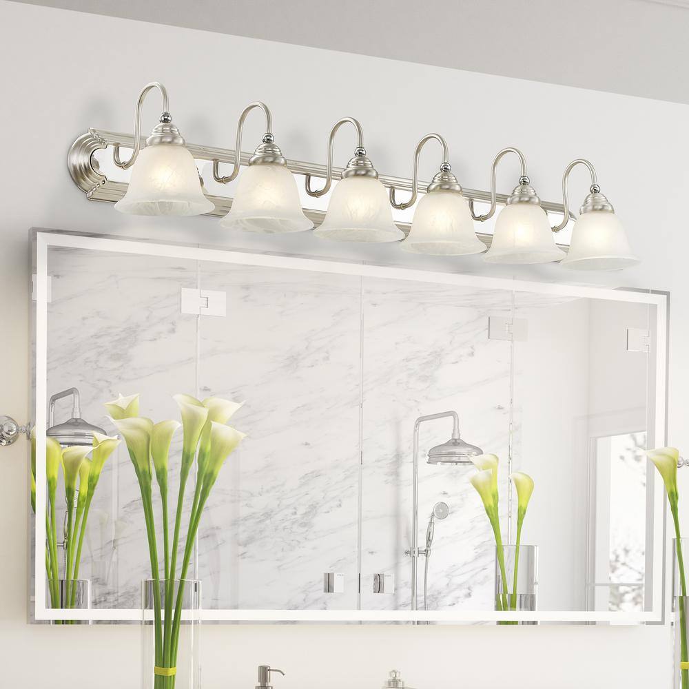 Belmont 48" Brushed Nickel and Chrome 6-Light Vanity Fixture
