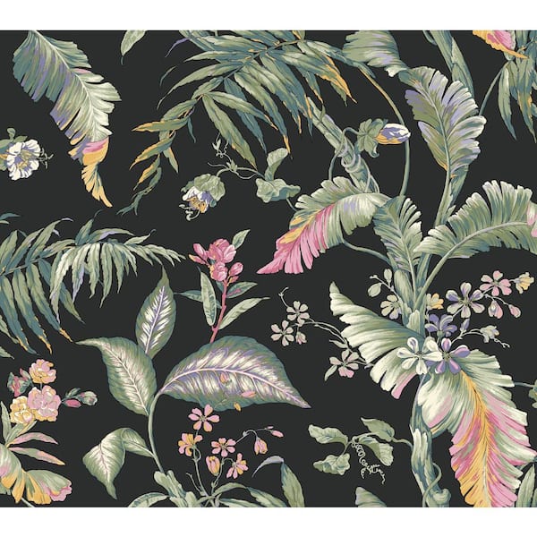 York Wallcoverings Fiji Garden Black Multi Peel and Stick Wallpaper ...