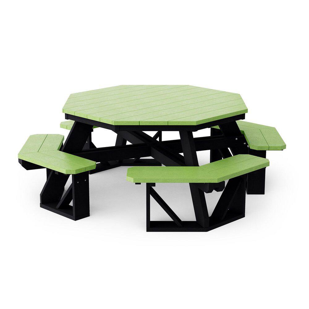 Heritage 87 in. Lime Green and Black Octagon HDPE Plastic Picnic Table Seats 8 People price history on PriceWatchPro