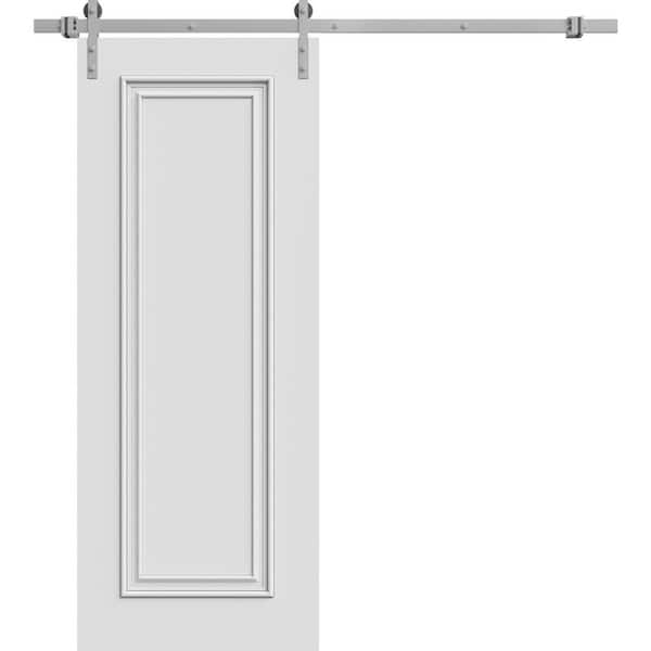 7811 18 in. x 96 in. Sold Core White Enamel Color Wood Sliding Barn Door with Hardware Kit