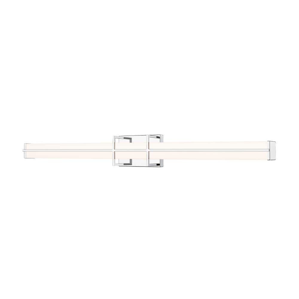 Harrison 40 In. Chrome Integrated LED Vanity Light with Frosted Plastic Sha