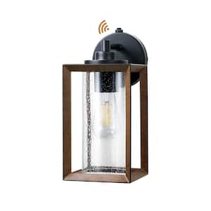 12 in. Brown Dusk to Dawn Outdoor Hardwired Wall Lantern Scone with No Bulbs Included