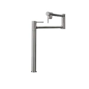 Deck Mount Pot Filler Faucet with 2 Handle in Brushed Nickel