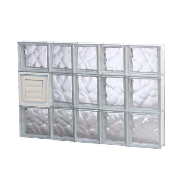 Clearly Secure 32.75 in. x 21.25 in. x 3.125 in. Frameless Wave Pattern Glass Block Window with Dryer Vent