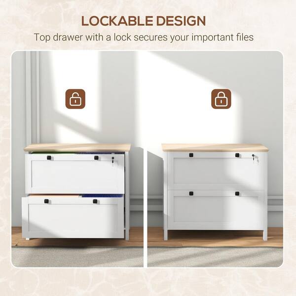 thumbnail interactive-video image 1 of HOMCOM White Pedestal Mobile Filing Cabinet With 2 Lockable Drawers 1 of 4